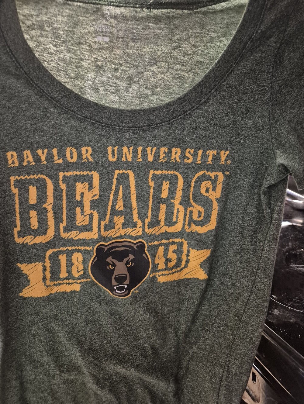 Baylor University Bears Green Tee with Gold Print